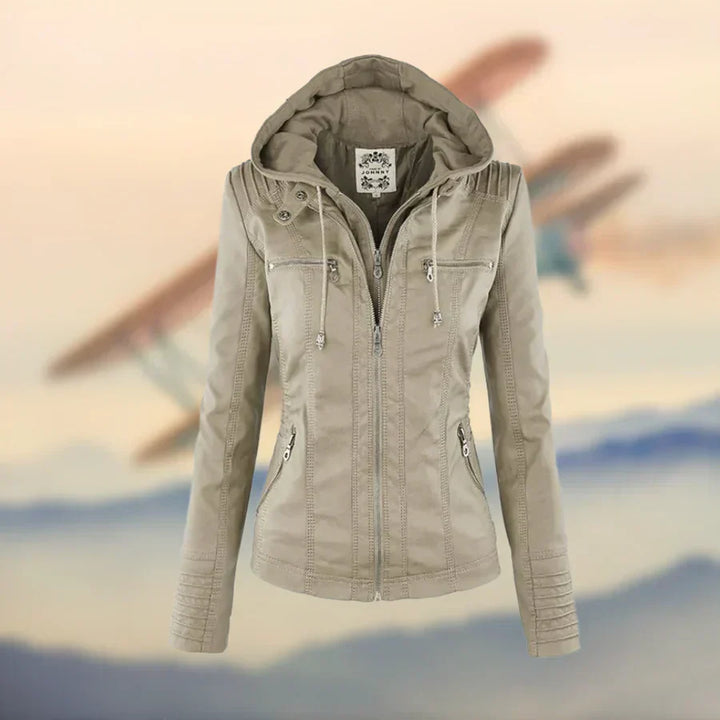 Amélie™ - Veste en cuir premium avec capuche