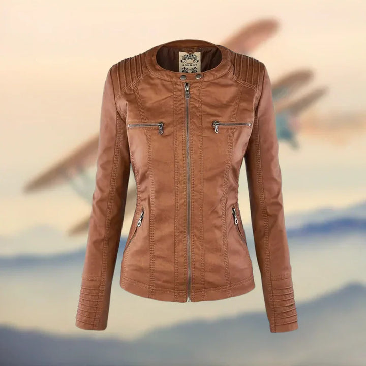 Amélie™ - Veste en cuir premium avec capuche
