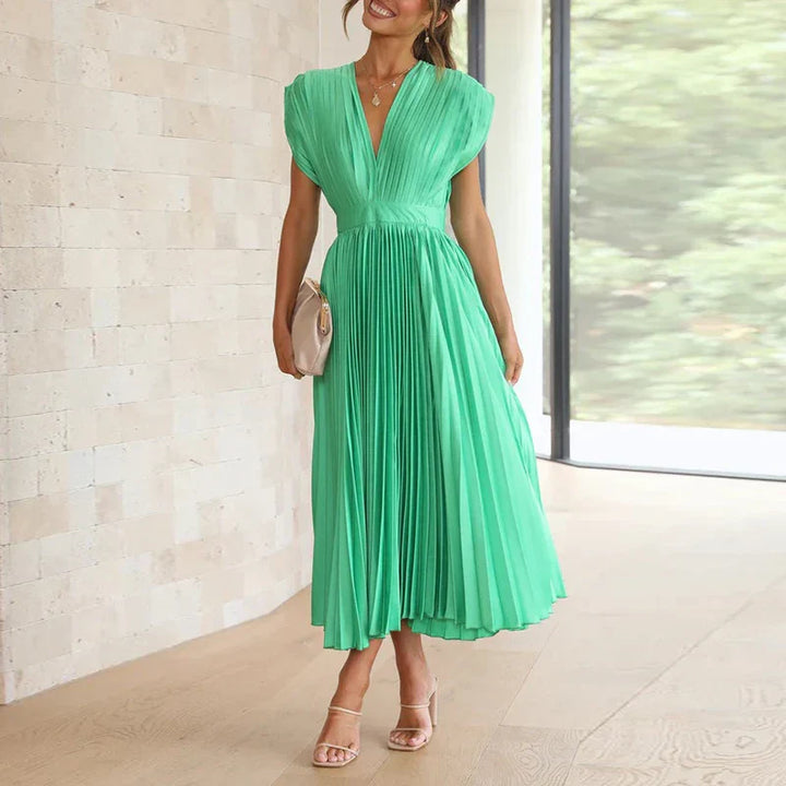 Daliah - Robe maxi élégante avec un décolleté en V flatteur et de jolis plis.