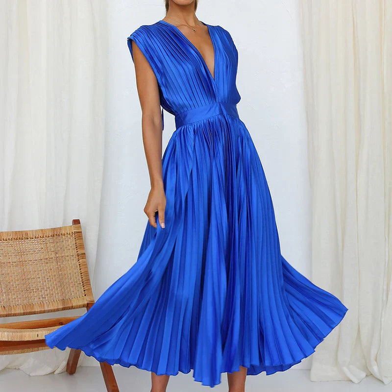 Daliah - Robe maxi élégante avec un décolleté en V flatteur et de jolis plis.