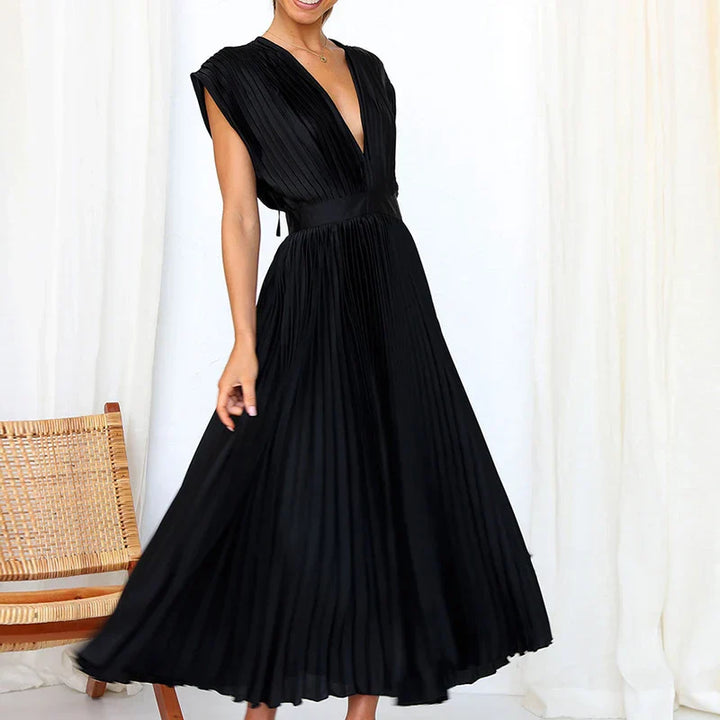 Daliah - Robe maxi élégante avec un décolleté en V flatteur et de jolis plis.