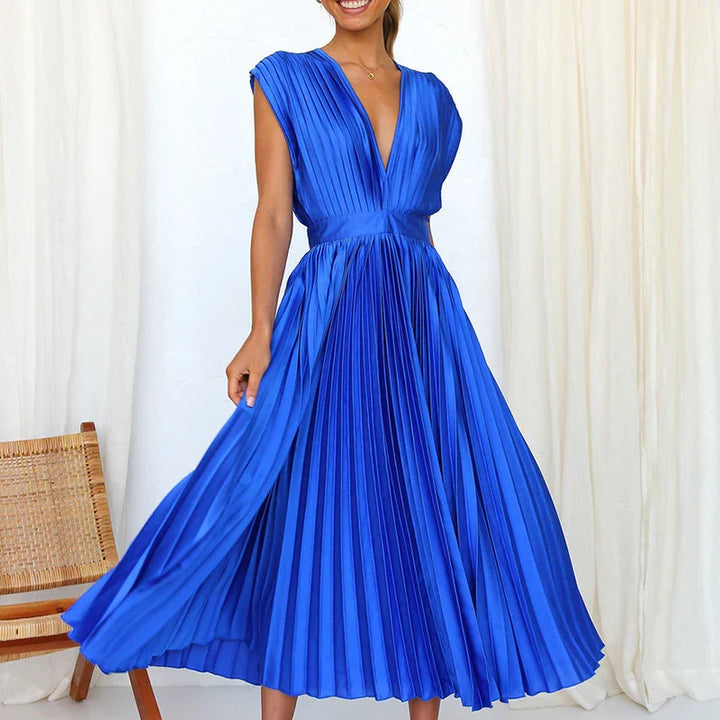Daliah - Robe maxi élégante avec un décolleté en V flatteur et de jolis plis.