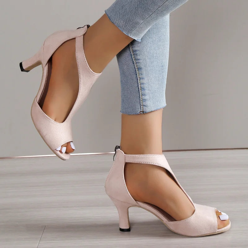 Echo - Talons pour femmes élégantes en noir, rose et crème pour un look raffiné