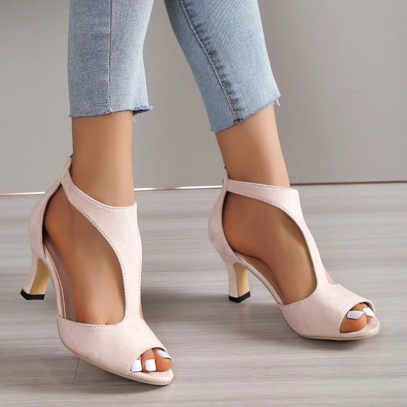Echo - Talons pour femmes élégantes en noir, rose et crème pour un look raffiné