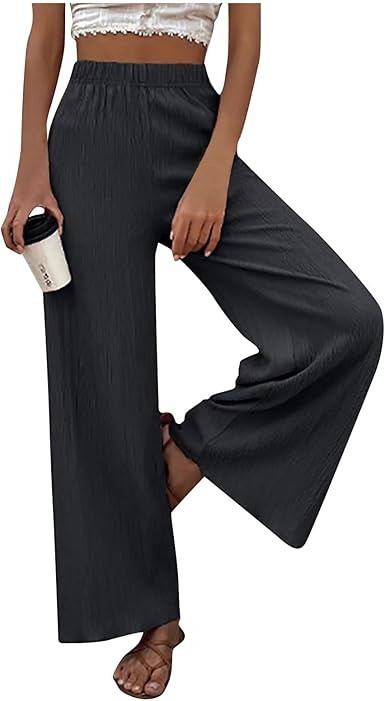 Pantalon d'été léger et confortable pour femmes, avec des jambes larges pour un look élégant et décontracté.