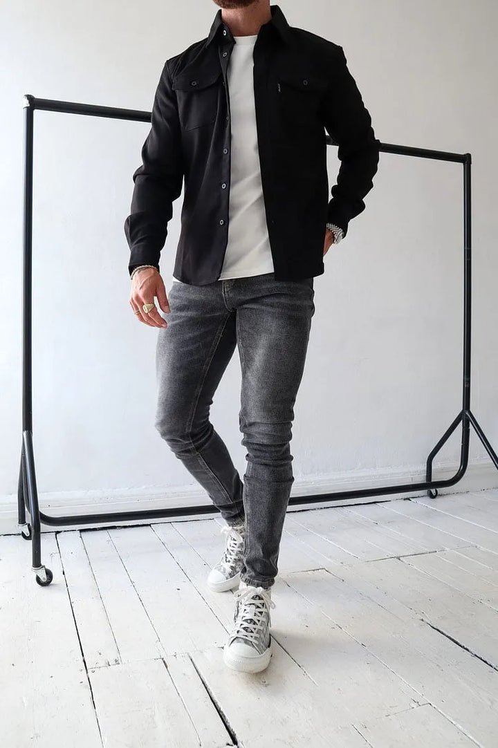 André™ - Veste en cuir avec boutons