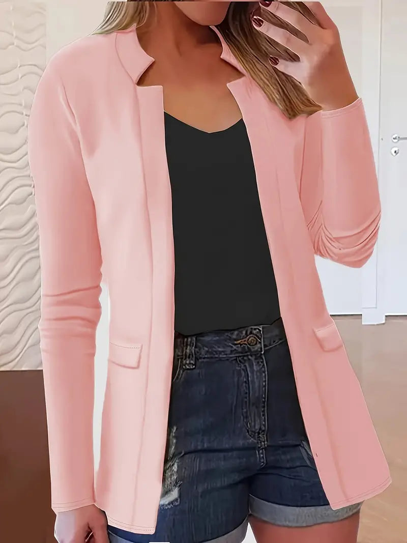 Blazer élégant et décontracté à manches longues et ouvert sur le devant pour un look sans effort
