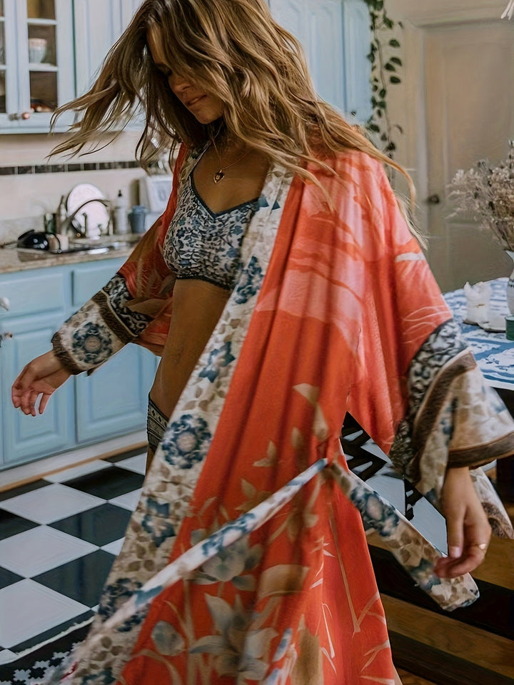 Barbara | Kimono long et élégant à imprimé floral pour femmes