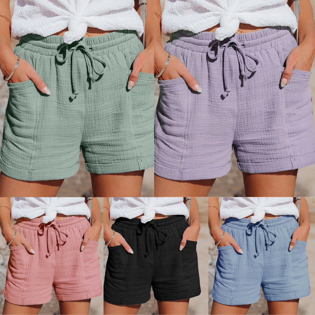 Perla - Shorts d'été en coton léger, confortables et élégants, avec cordon de serrage pratique.