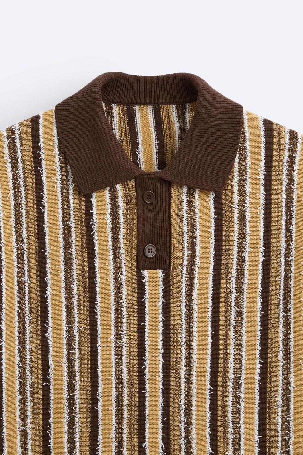 Chemise polo tricotée rétro élégante avec un motif rayé classique