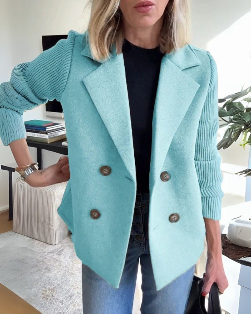 Vaida | Blazer décontracté de luxe pour femmes avec des manches tricotées - Élégante, douce et à la mode.