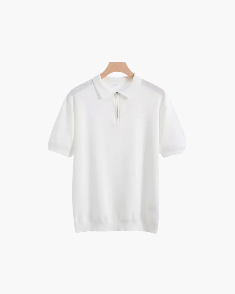 Polo Homme à Manches Courtes en Maille avec Zip Demi pour Confort et Style