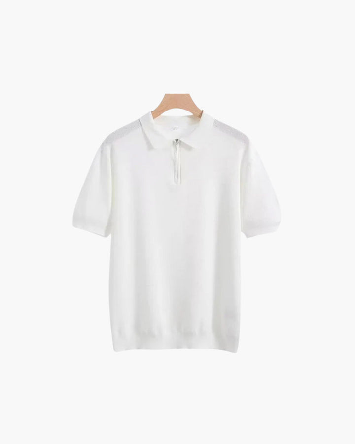 Polo Homme à Manches Courtes en Maille avec Zip Demi pour Confort et Style
