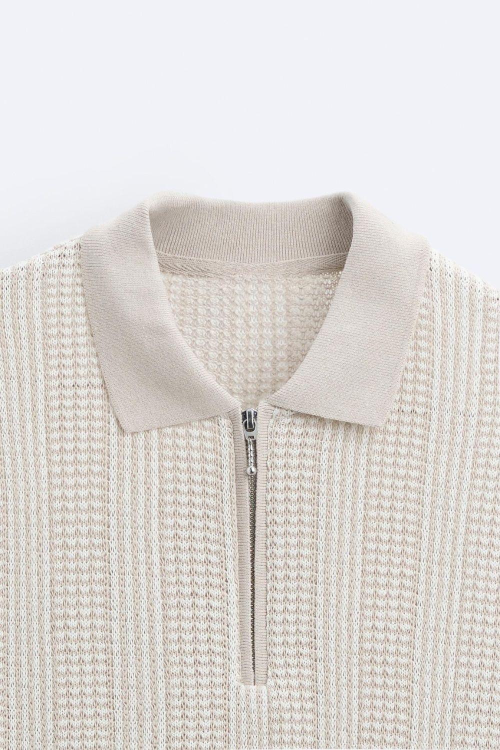 Polo tricotée élégante avec fermeture éclair pour un look chic
