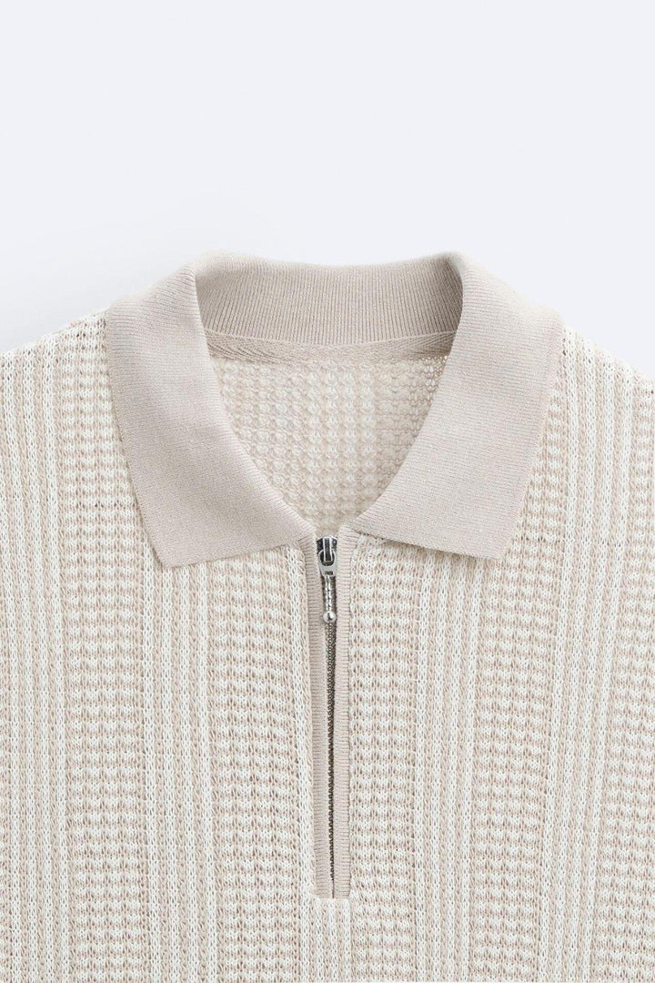 Polo tricotée élégante avec fermeture éclair pour un look chic