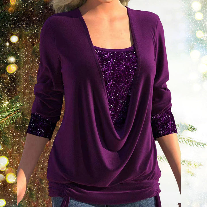 Carrie | Blouse Élégante et Stylée avec Col Drapé et Confort Optimal