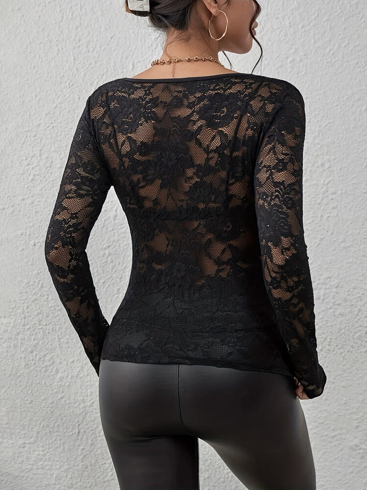 Laurice Luxe Body Femme Ajusté en Dentelle à Manches Longues pour un Look Élégant