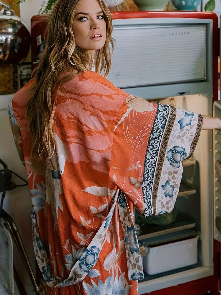 Barbara | Kimono long et élégant à imprimé floral pour femmes
