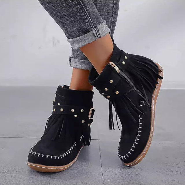 Jelaa - Charmantes bottes chaudes rétros avec franges à la mode