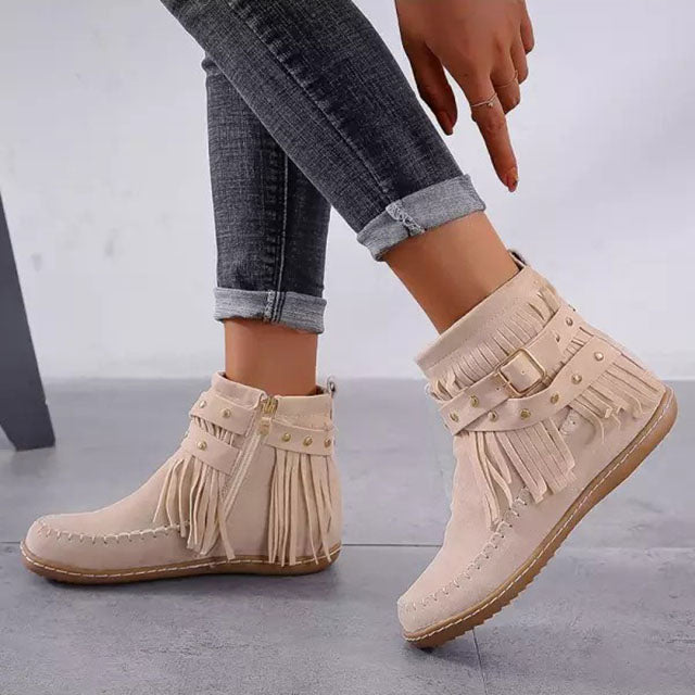 Jelaa - Charmantes bottes chaudes rétros avec franges à la mode