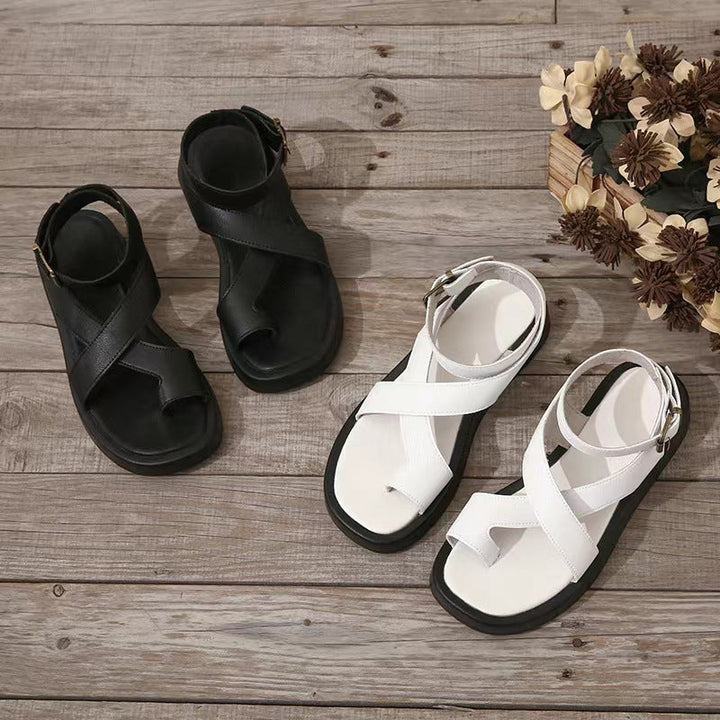 Sandales Femme Chloe avec fermeture croisée et semelle compensée luxueuse