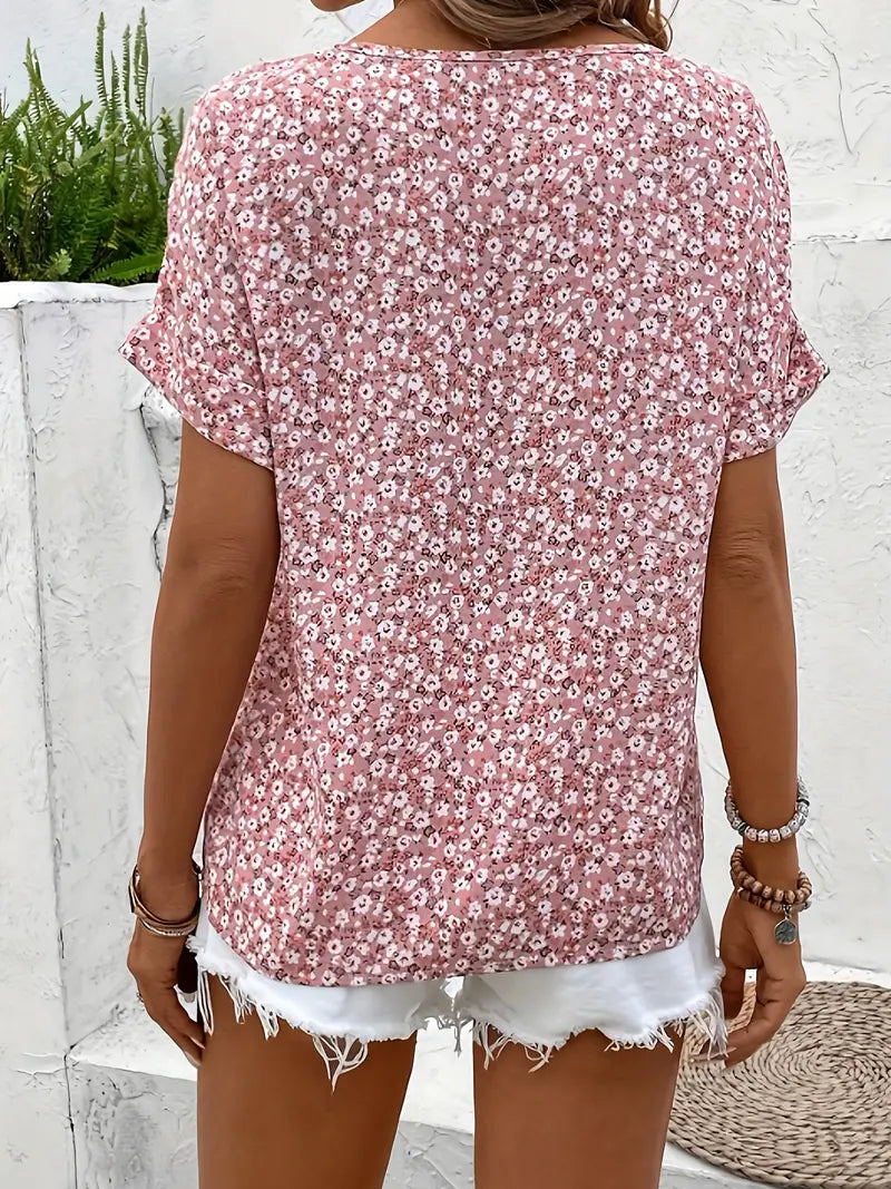 Chemisier pour femmes Lucrezia avec motif floral élégant à manches courtes - Le haut parfait pour toute occasion.