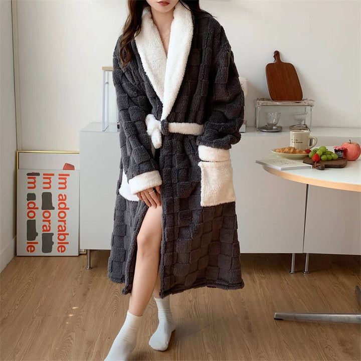 Louisa - Peignoir d'automne tendance et confortable en flanelle pour femmes