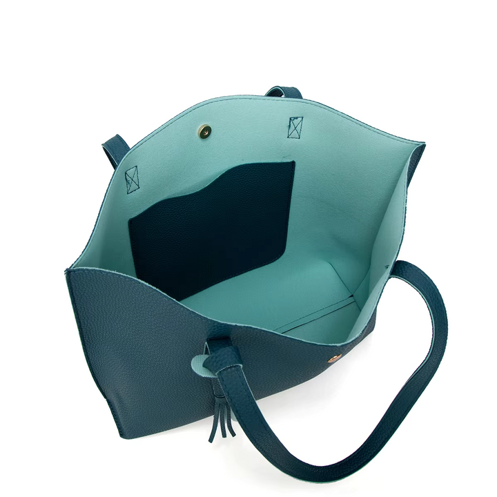 Shem - Élégant portefeuille en cuir bleu lagon pour des jours stylés