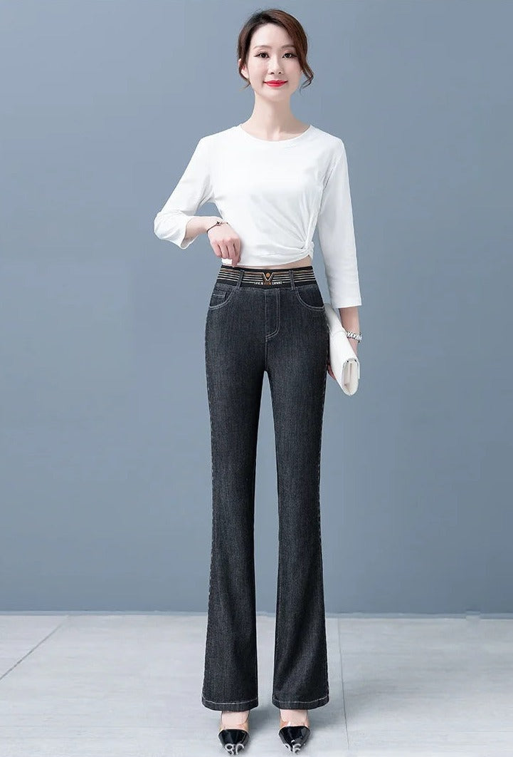 Jeans Nora stylé avec une taille haute pour une coupe flatteuse