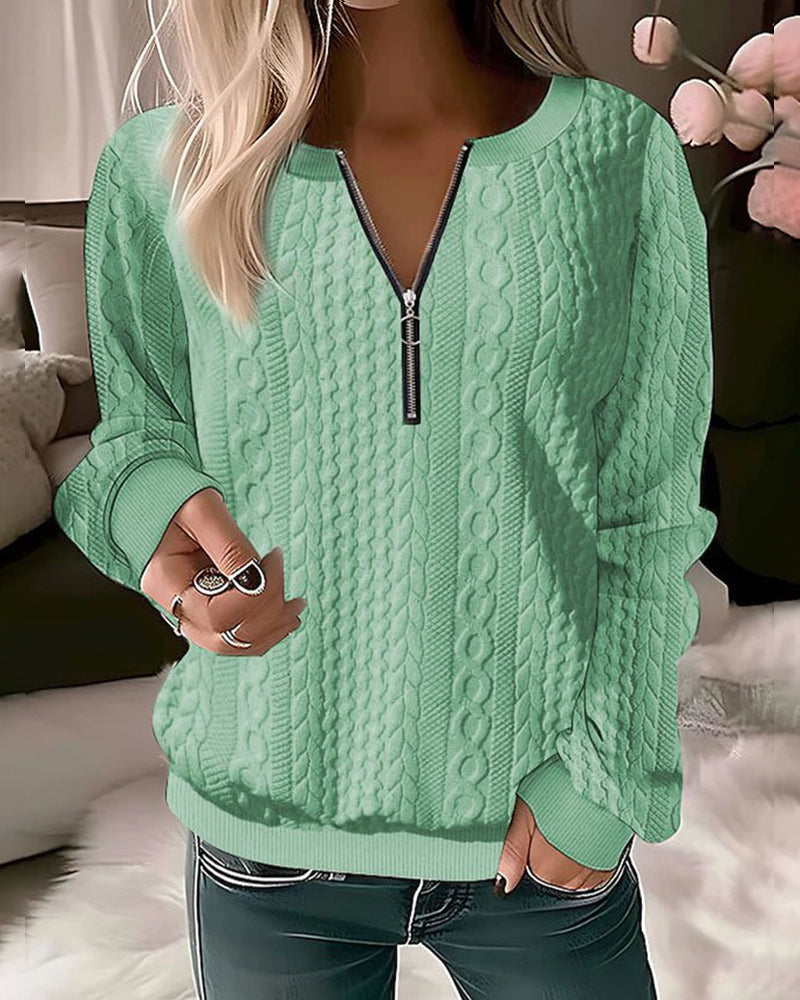 Adriana - Pull en maille stylé et décontracté avec demi-zip à la mode