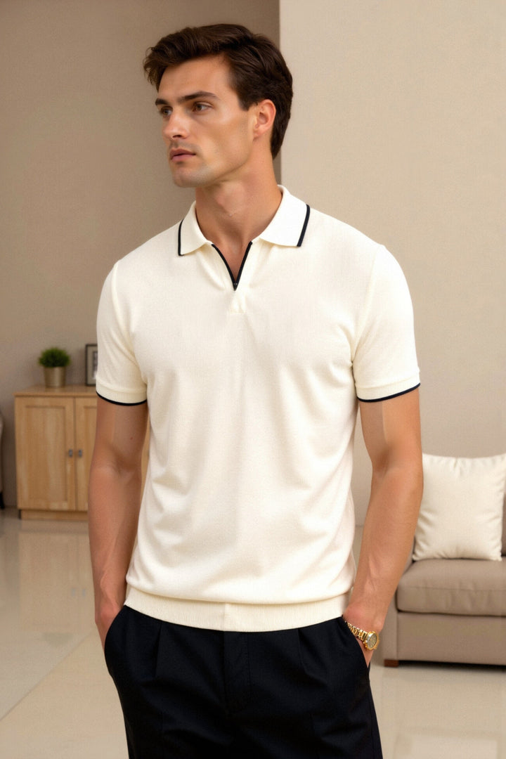 T-shirt Polo pour Hommes Élégant avec Détails Contrastés - Élégance Intemporelle et Look Moderne