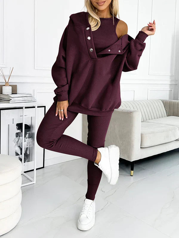 LoungeFit - Ensemble moderne et élégant de 3 pièces pour femmes avec un look sportif