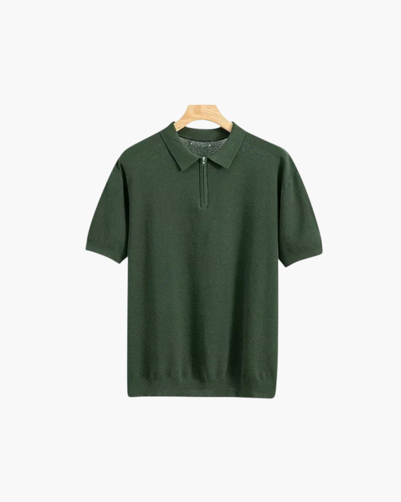 Polo Homme à Manches Courtes en Maille avec Zip Demi pour Confort et Style