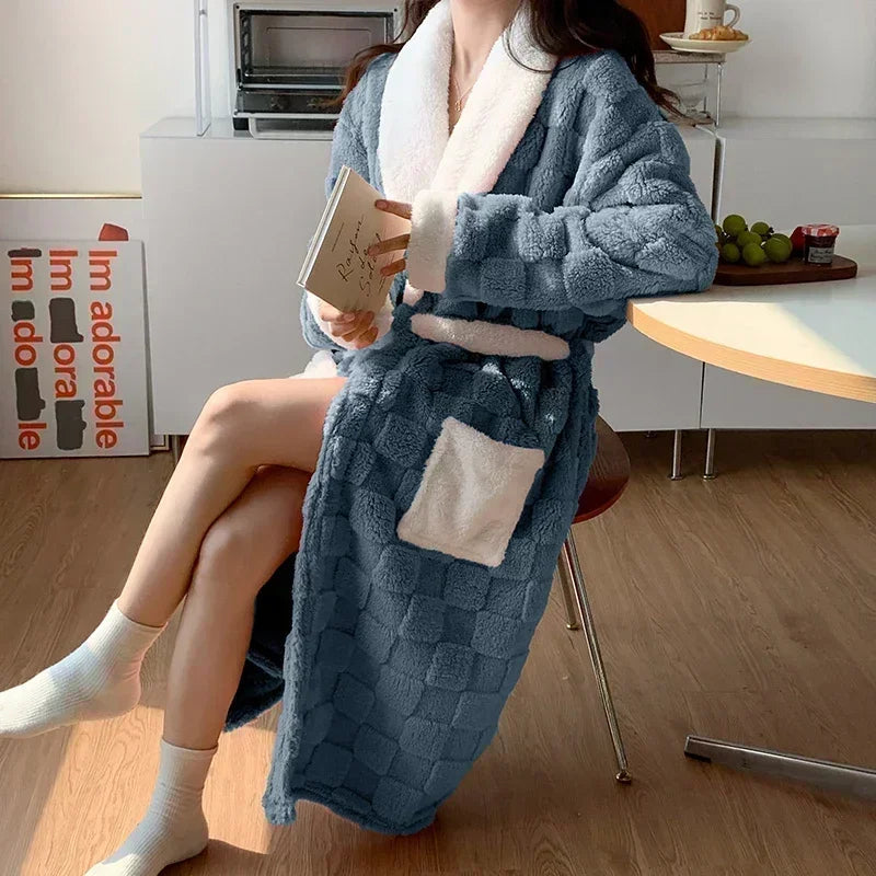 Louisa - Peignoir d'automne tendance et confortable en flanelle pour femmes
