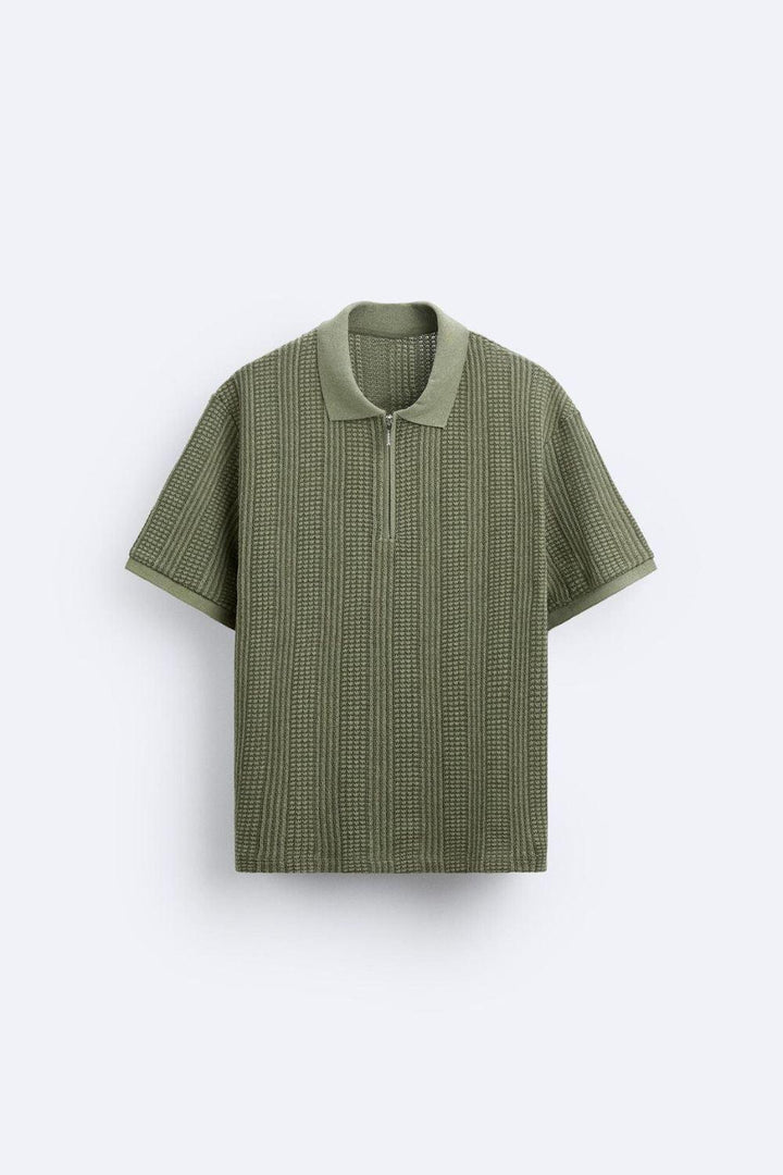 Polo tricotée élégante avec fermeture éclair pour un look chic