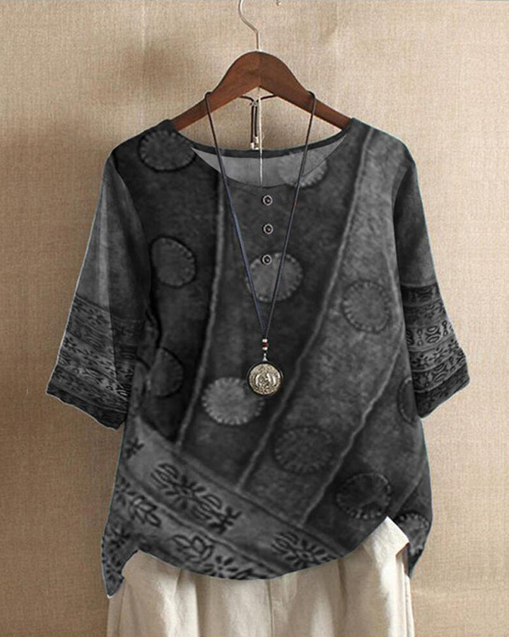 Myla - Blusa de estilo bohemio retro con estampado llamativo