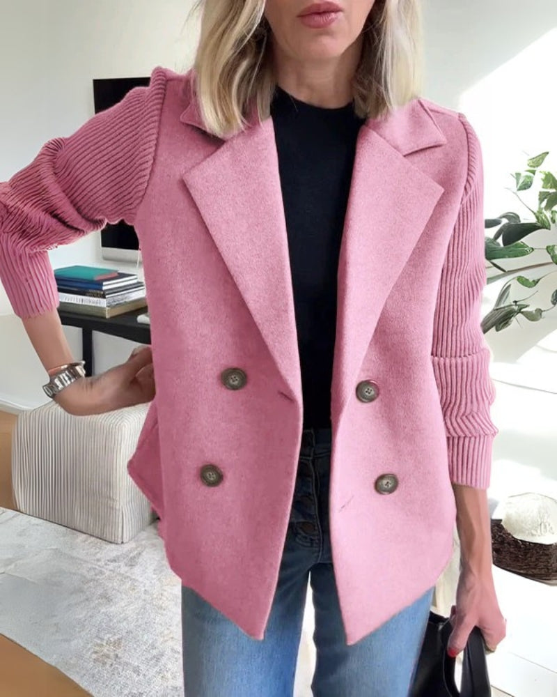 Vaida | Blazer décontracté de luxe pour femmes avec des manches tricotées - Élégante, douce et à la mode.
