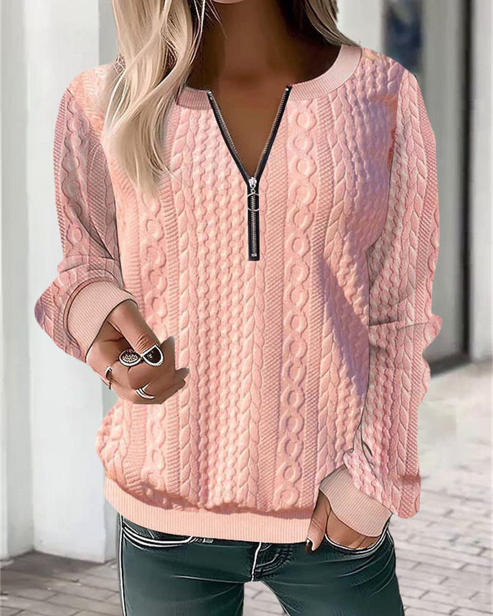 Adriana - Pull en maille stylé et décontracté avec demi-zip à la mode