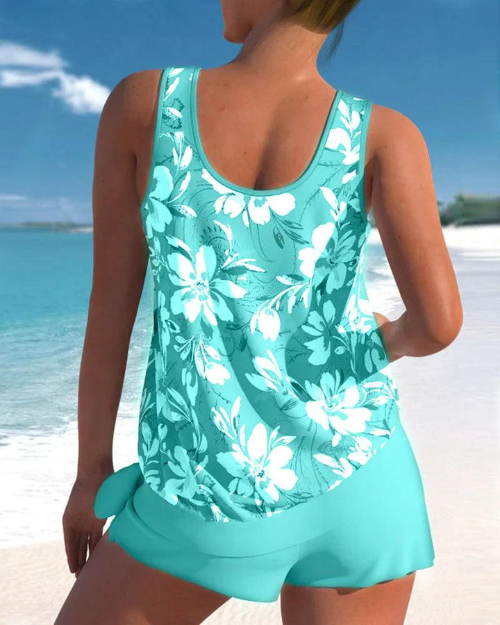 Tankini élégant avec imprimé floral pour femmes pour un look de plage stylé.