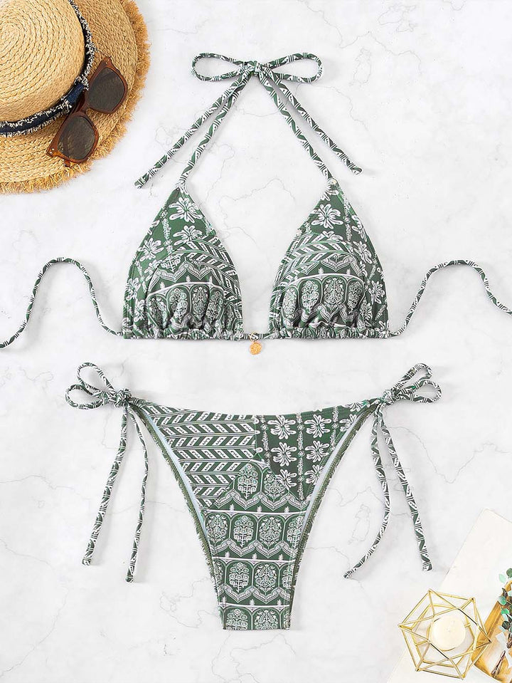 Ensemble de Bikini Bicolore Élégant avec Imprimé Tendance pour Femmes