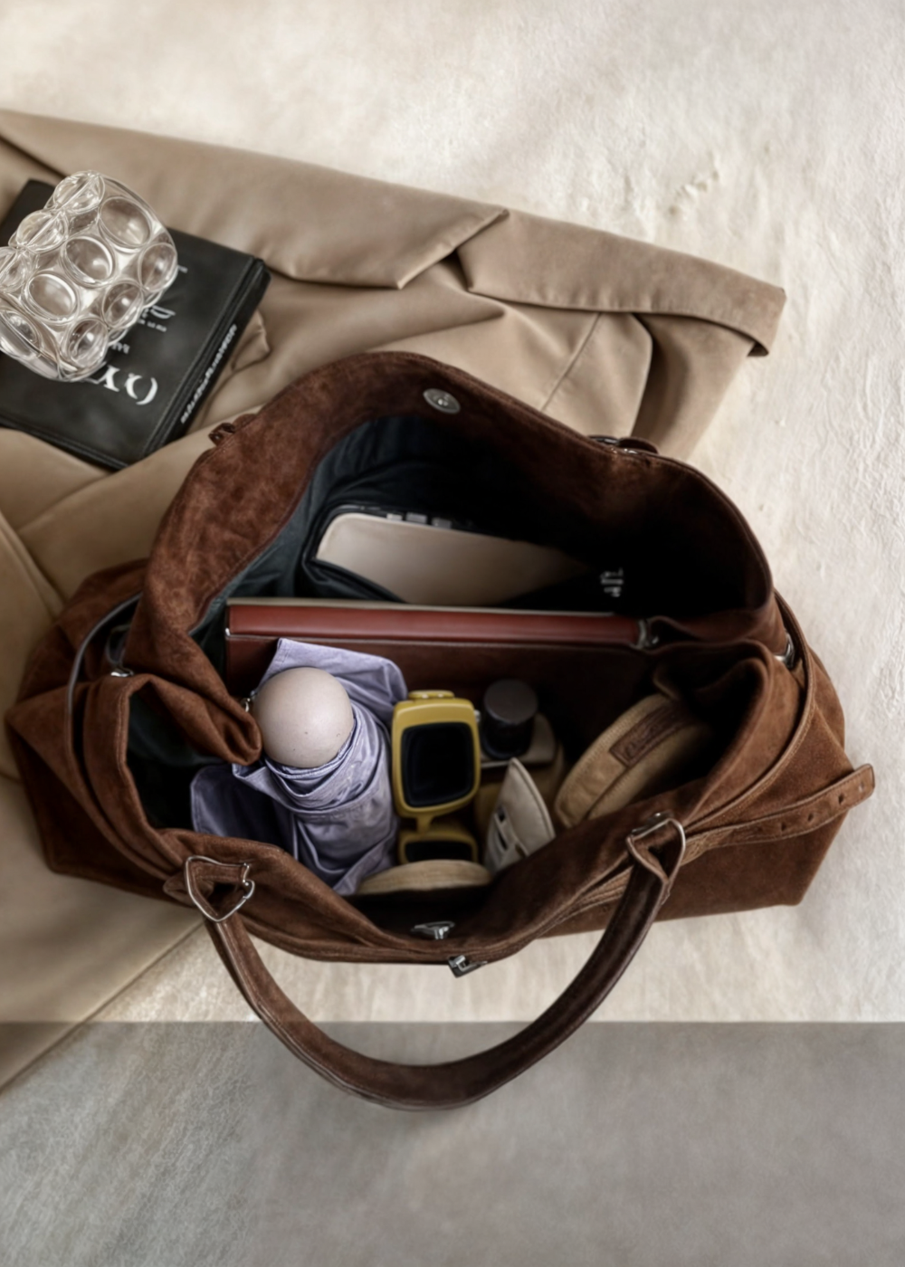 Byrel - Sac à provisions en daim élégant pour une expérience de shopping stylée