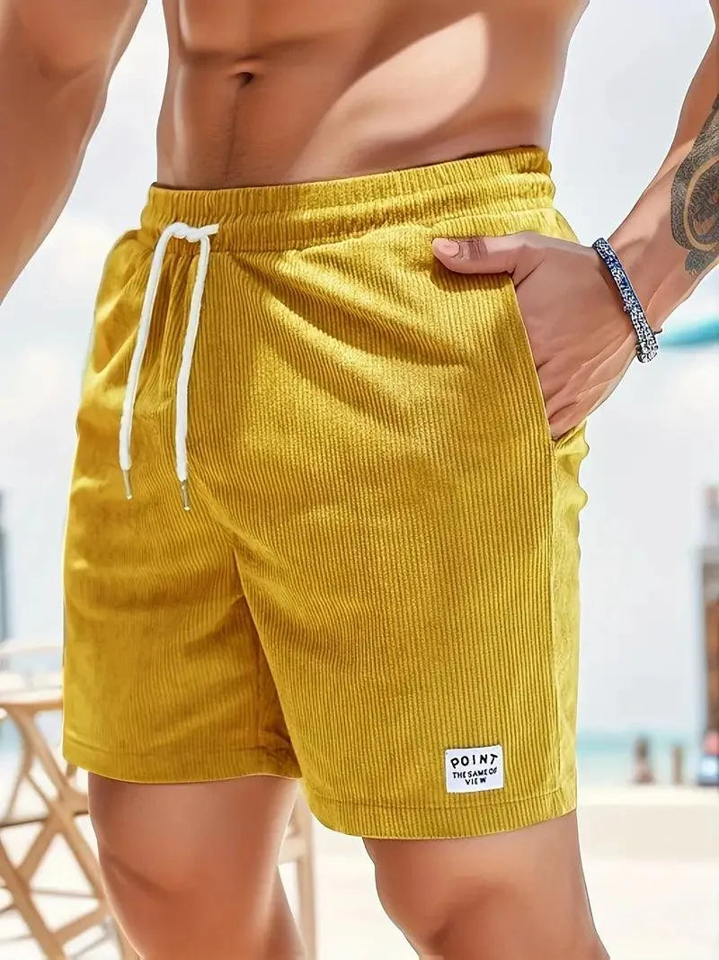 Bermudas pour hommes décontractées - tissu léger et respirant avec une taille élastique confortable et un cordon de serrage.