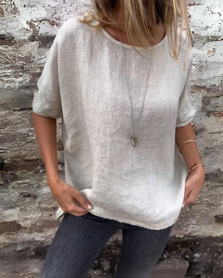 Urielle - Haut élégante pour femmes à manches courtes et encolure ronde, pour un style confortable.