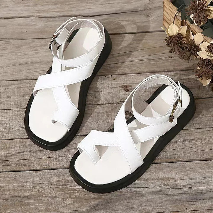 Sandales Femme Chloe avec fermeture croisée et semelle compensée luxueuse