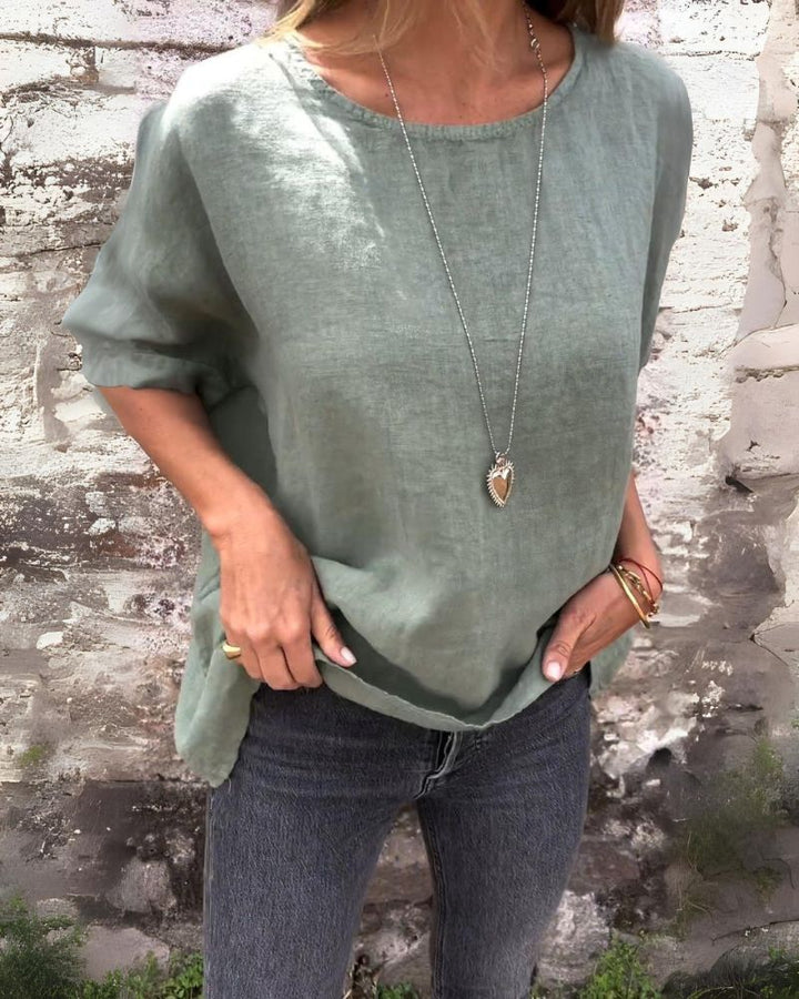 Urielle - Haut élégante pour femmes à manches courtes et encolure ronde, pour un style confortable.