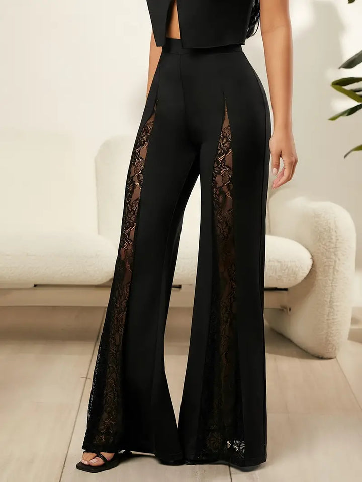 Gloria - Elégant pantalon à pattes d'éléphant avec dentelle raffinée