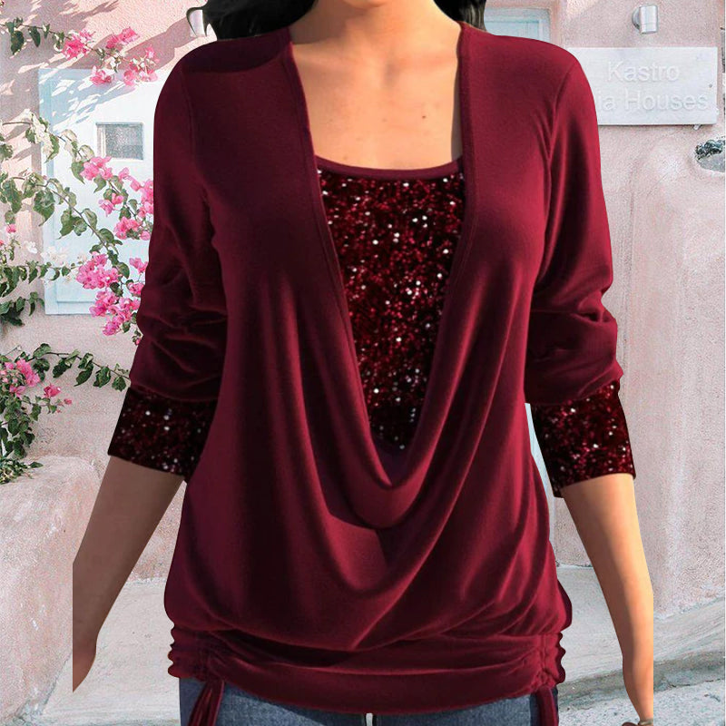 Carrie | Blouse Élégante et Stylée avec Col Drapé et Confort Optimal