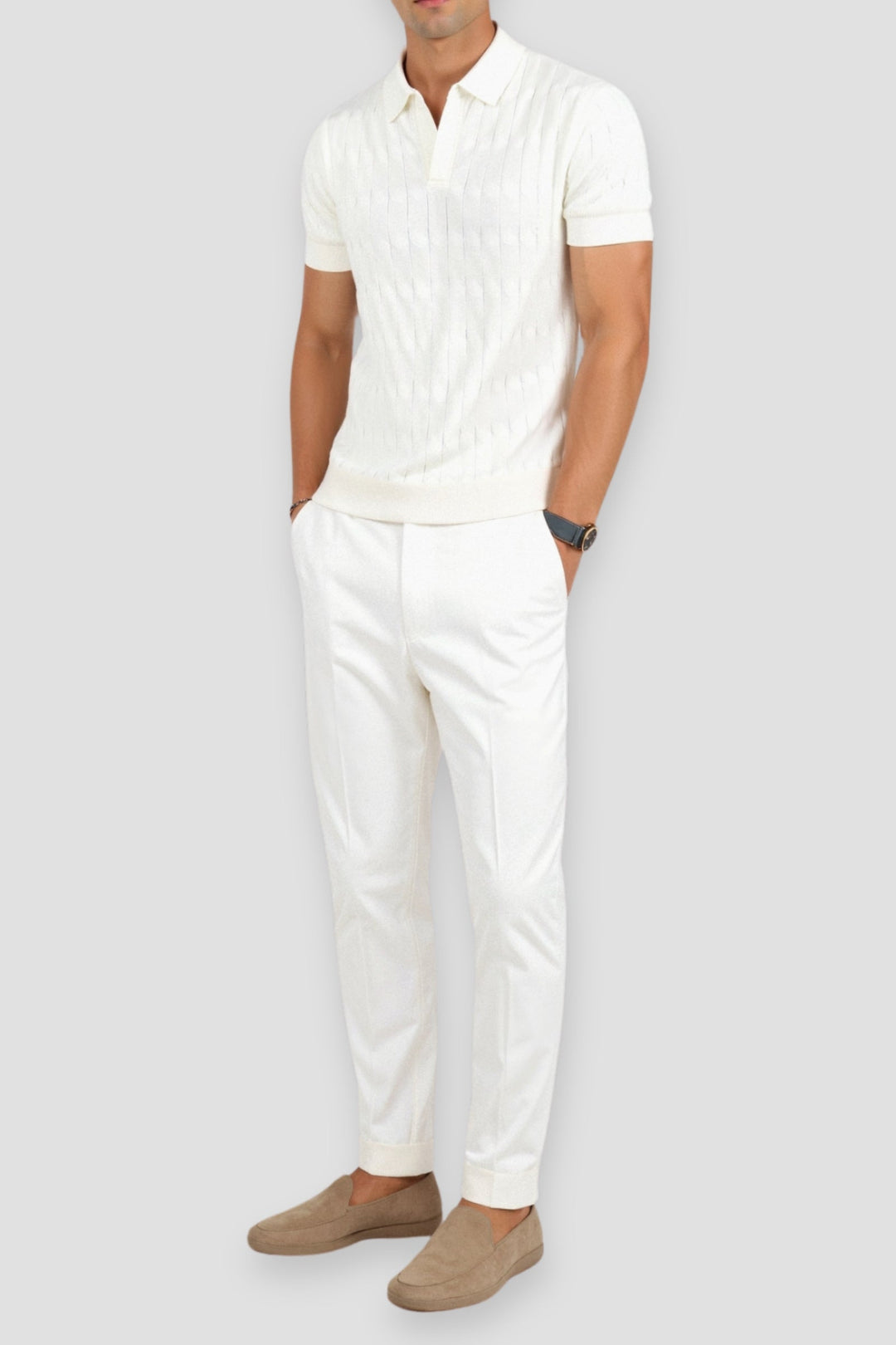Chemise polo élégante pour homme en blanc - Style intemporel et confort
