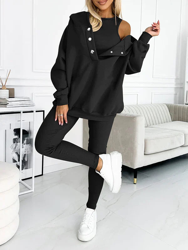 LoungeFit - Ensemble moderne et élégant de 3 pièces pour femmes avec un look sportif