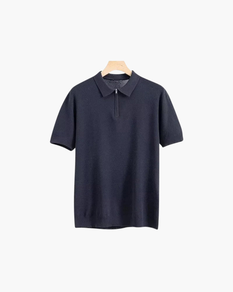 Polo Homme à Manches Courtes en Maille avec Zip Demi pour Confort et Style